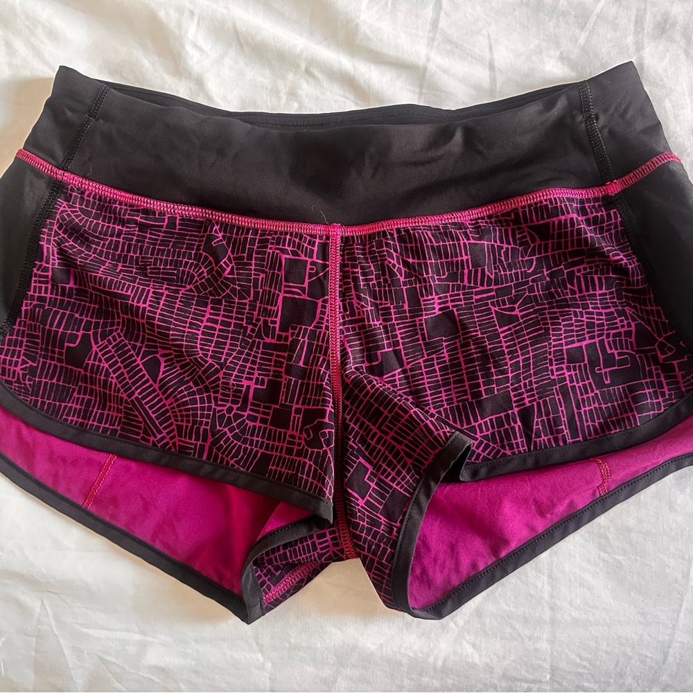 lululemon Speed Shorts - Seawheeze Grid Map in Regal Plum